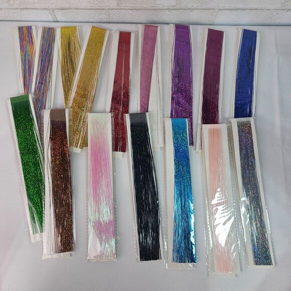 Hair Tinsel Extension Kit Multicolor Glitter Strands Tool Clips Beads Lot main image 6